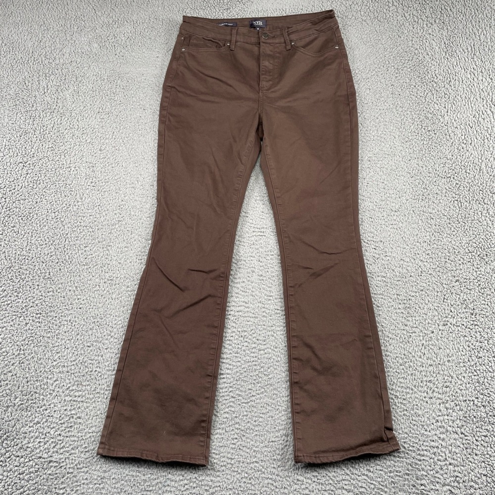 NYDJ Pants Womens 10 Brown Billie Mini Boot Lift Tuck Technology Stretch Solid